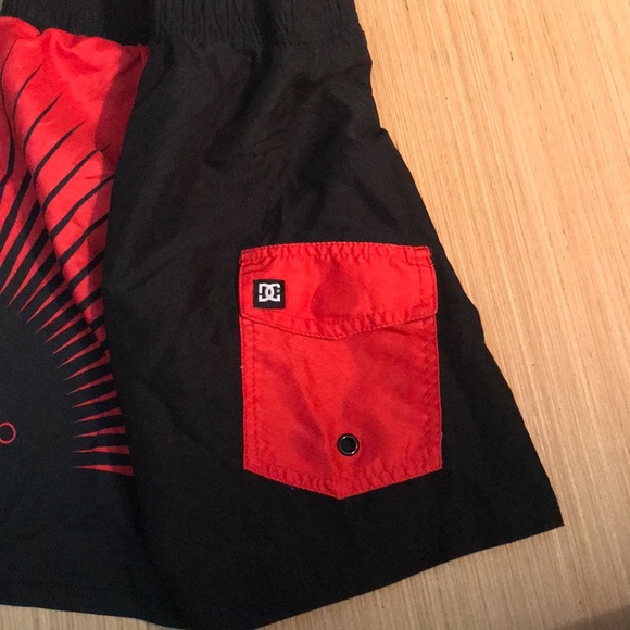 Boys red and black DCshoes swimming trunks - Picture 3 of 5